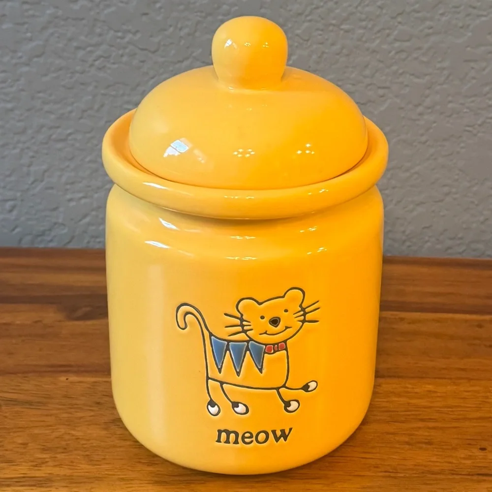 Yellow Cat Treat Canister